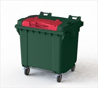 Пластиковый контейнер для мусора МК 1100 л. с опцией "крышка TwinLid" (1375x1079x1342 мм) 22.C19.T