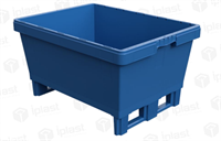 Контейнер Iplast вкладываемый KVR 8634 на полозьях  с фикс. элементами (800х600х340) голубой, сплошной, усиленное дно и без штабельных упоров 12.362.65.С66.2
